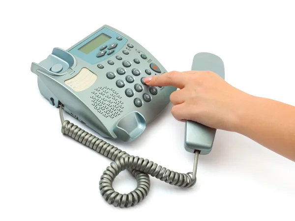 Telephone and hand — Stock Photo, Image