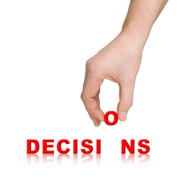 Decisões de mãos e palavras — Fotografia de Stock
