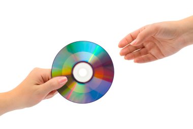 Hands with computer disk clipart
