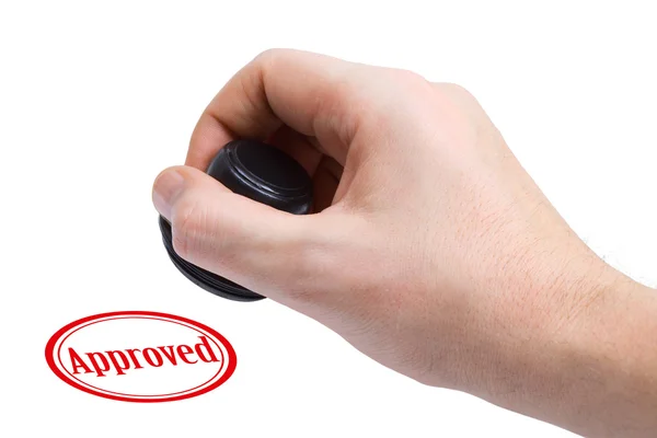Hand and rubber stamp Approved — Stock Photo, Image