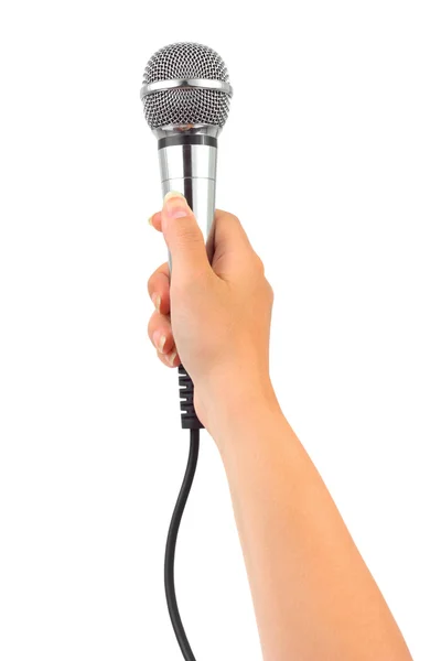 Hand with microphone — Stock Photo, Image