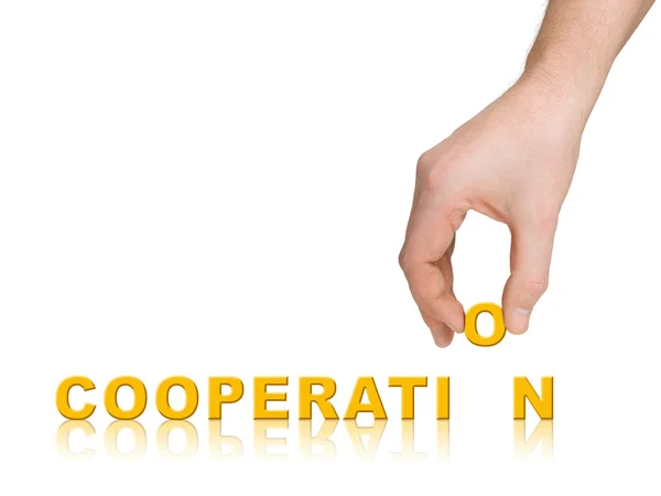 Hand and word Cooperation — Stock Photo, Image