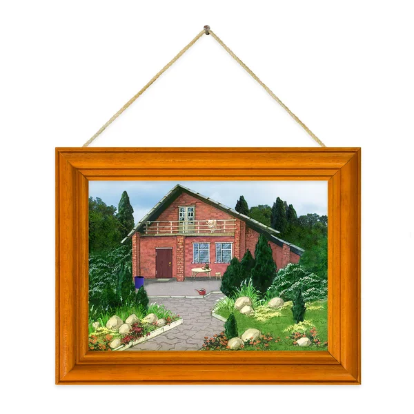 Malovaný dům v rámečku — Stock fotografie