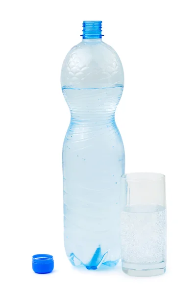 Μπουκάλι για νερό και γυαλί — Φωτογραφία Αρχείου
