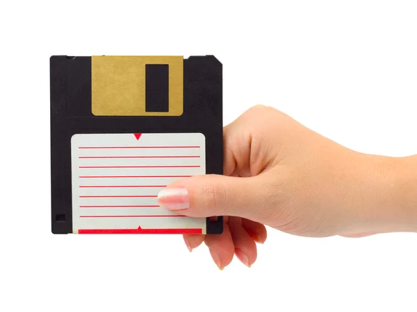 Mano con floppy disk del computer — Foto Stock