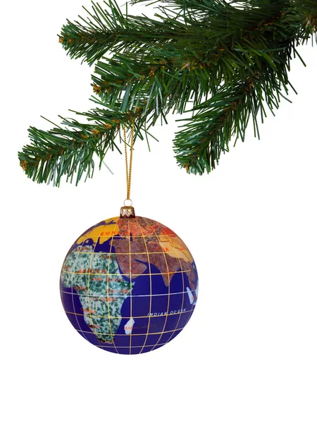 Země a vánoční stromeček — Stock fotografie