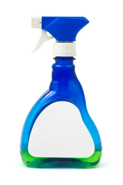 Spray bottle with blank label — Stock Photo, Image