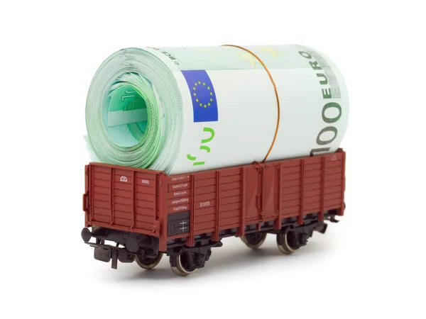Vlak s penězi — Stock fotografie