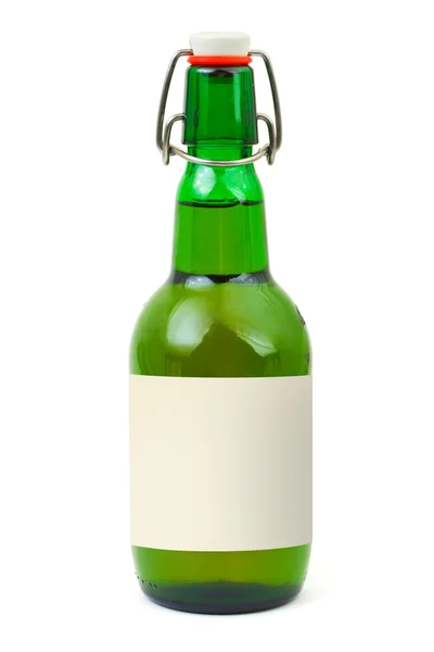 Flesje bier met lege label — Stockfoto