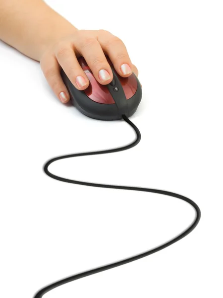 Hand and computer mouse — Stock Photo, Image