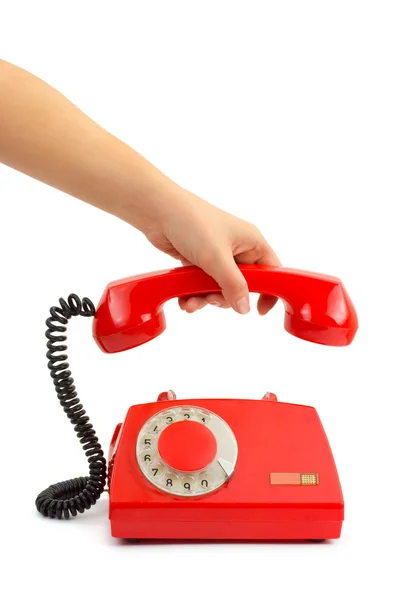 Telefon och kvinna hand — Stockfoto