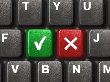 PC keyboard with Yes and No keys clipart