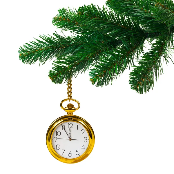 Christmas tree and clock — Stock Photo, Image