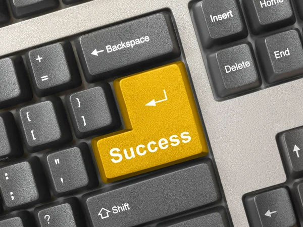 Bilgisayar klavye - altın anahtar başarı — Stok fotoğraf