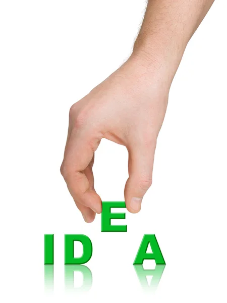 Mão e palavra Idéia — Fotografia de Stock