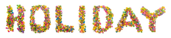Word holiday made of confetti — Stock Photo, Image