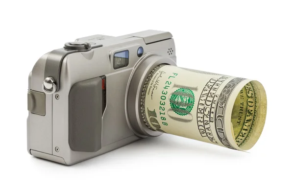 stock image Photo camera and money