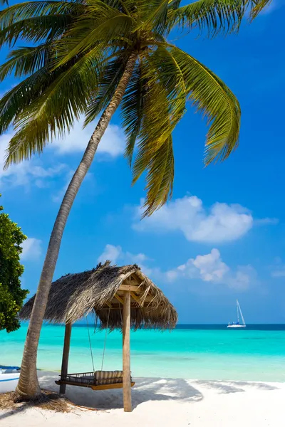Качели на тропическом пляже — стоковое фото