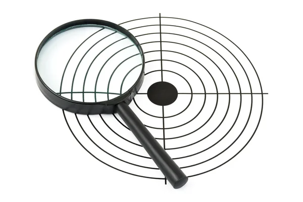 Magnifying glass and target — Stock Photo, Image