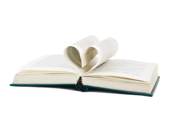 책과 심장 모양의 페이지 — 스톡 사진