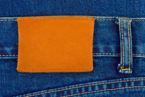 Blank label on jeans — Stock Photo, Image