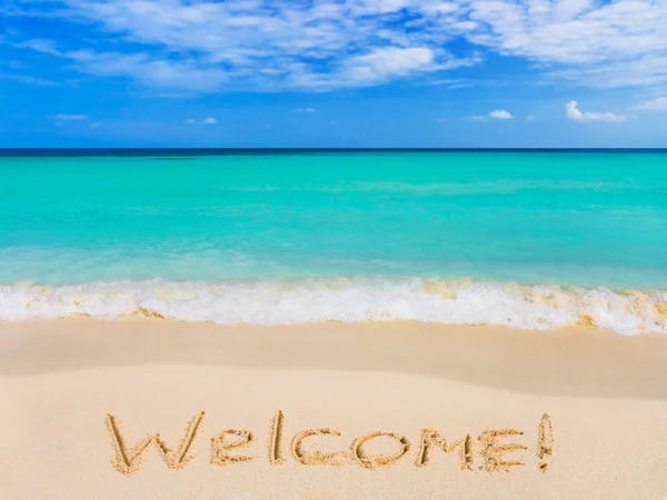 Λέξη Καλώς ήρθατε στην παραλία — Φωτογραφία Αρχείου