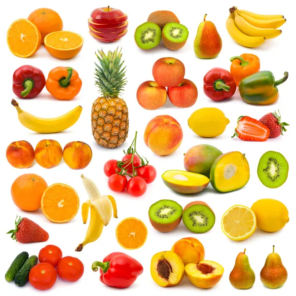 Conjunto de frutas e legumes Imagens Royalty-Free