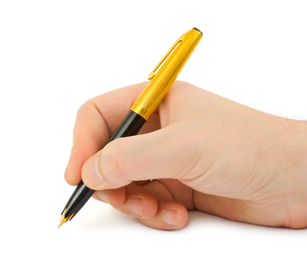Перьевая ручка в руке Лицензионные Стоковые Фото