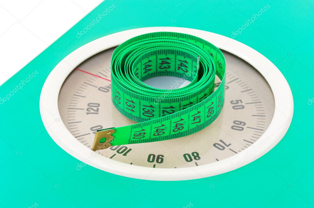 Measuring tape on weight scale