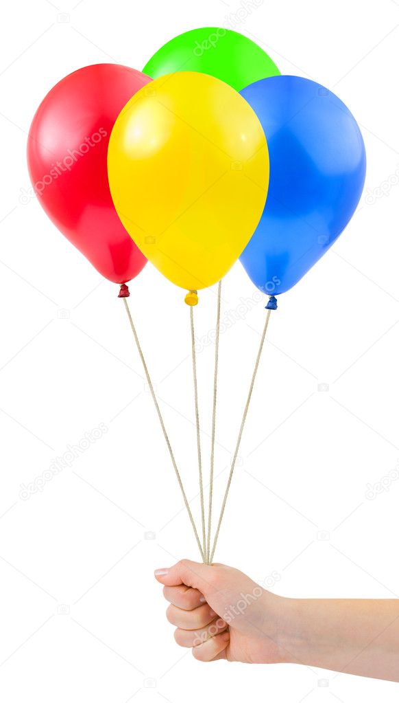 Multicolored balloons in hand