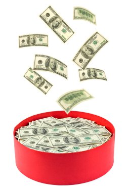 Box and falling money clipart