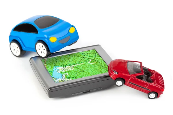 GPS i zabawki samochody — Zdjęcie stockowe