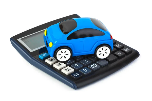Calcolatrice e giocattolo auto — Foto Stock