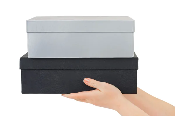 Hands with boxes — Stock Photo, Image