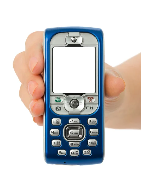 Hand geven mobiele telefoon — Stockfoto