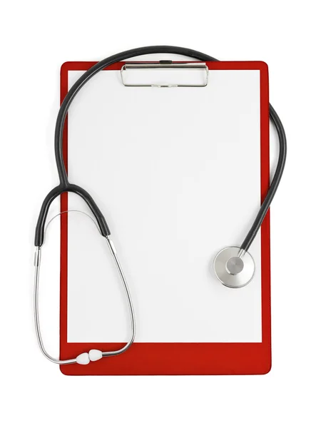 医療のクリップボードと聴診器 — ストック写真