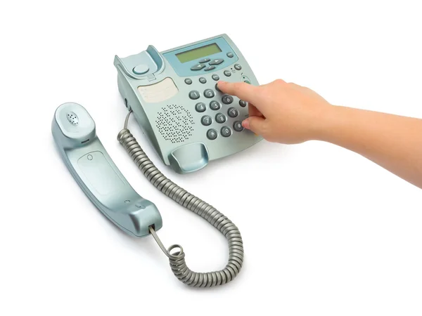 Telephone and hand — Stock Photo, Image