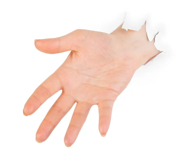 Χέρι ζουμπάρισμα μέσω χαρτί — Φωτογραφία Αρχείου