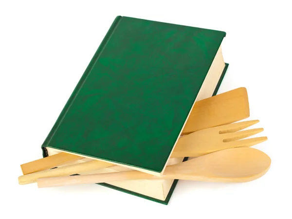 Libro de cocina y utensilios de cocina — Foto de Stock