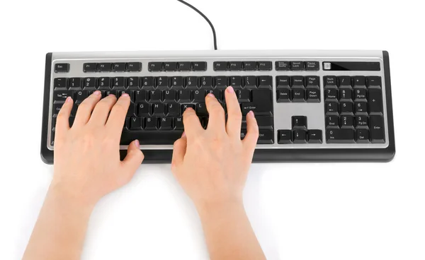Computer keyboard and hands — Stock Photo, Image