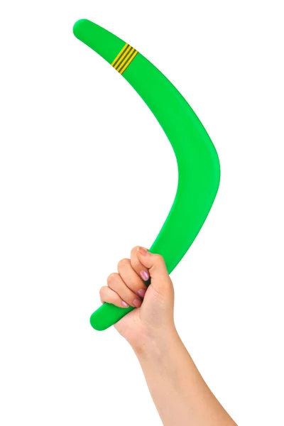 Hand met boomerang — Stockfoto