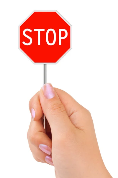 Sign Stop in hand — Stock Photo, Image