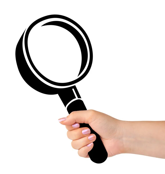 Computer icon magnifier in hand — Stock Photo, Image