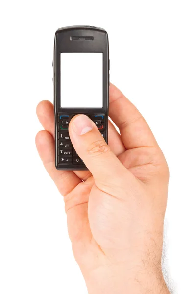 Hand met mobiele telefoon — Stockfoto