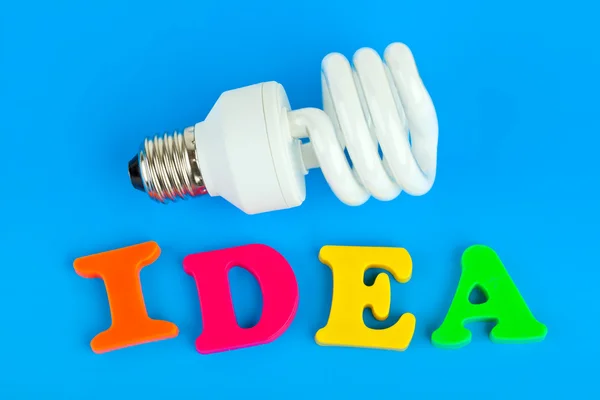 Lampada e parola Idea — Foto Stock