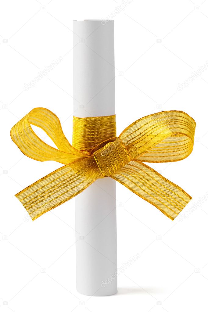 Paper scroll and gold bow
