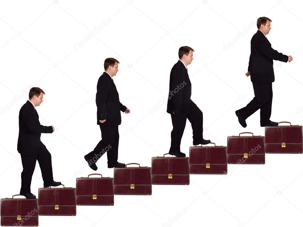 Businessman on career staircase