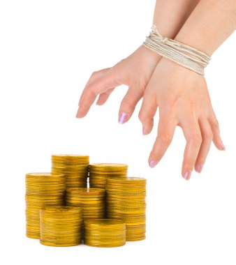 Money and bound hands clipart