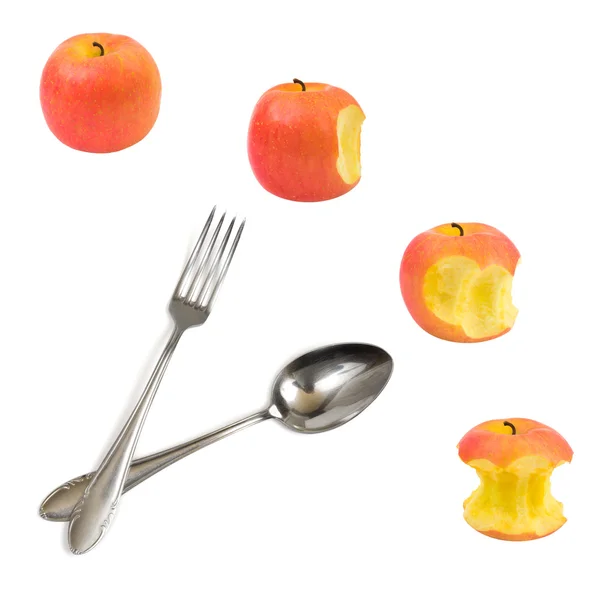 Hodiny vyrobené z jablek — Stock fotografie