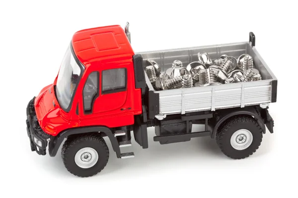 Spielzeugauto-LKW mit Schrauben — Stockfoto
